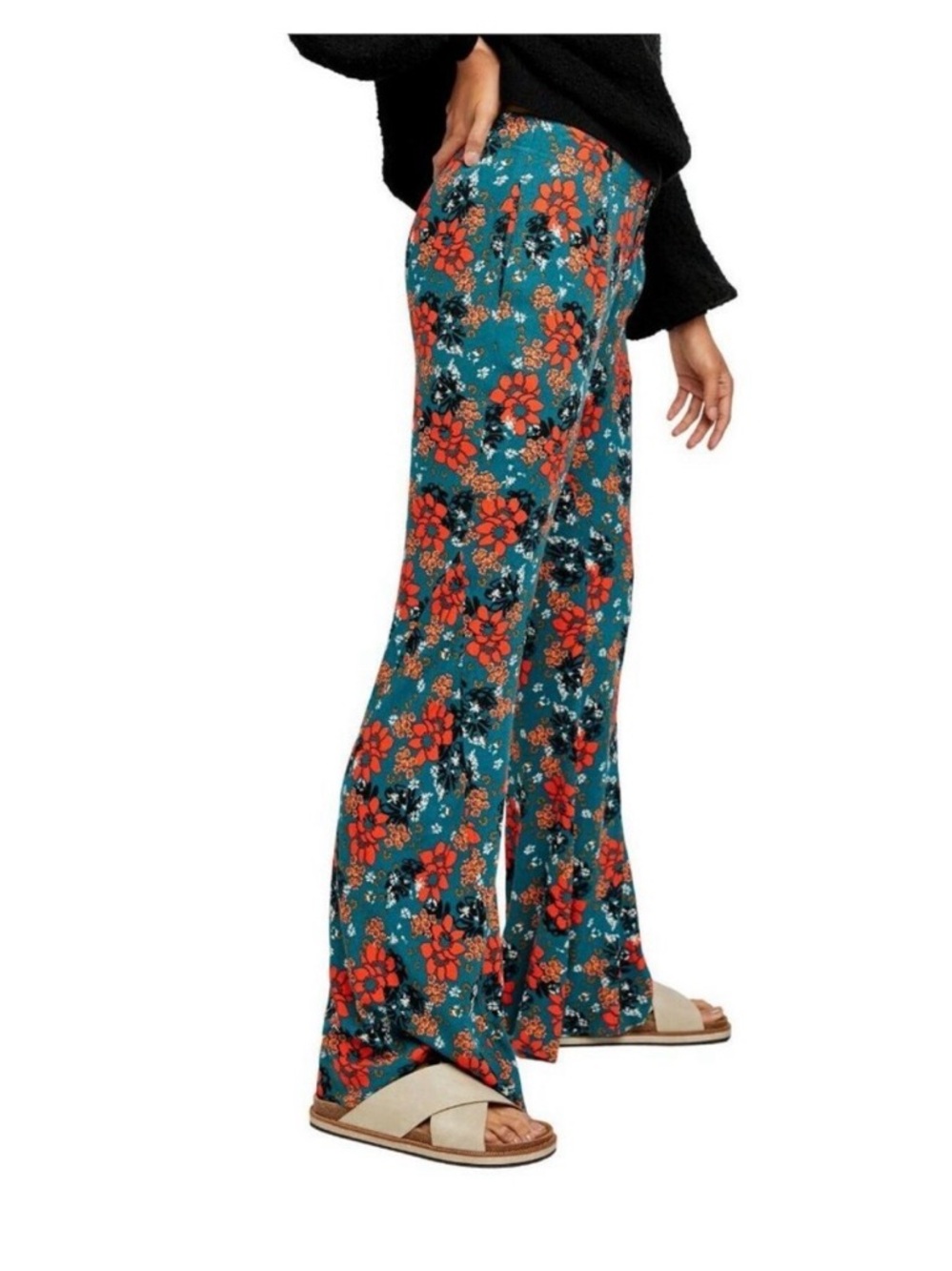 Free People Size Small Can't Take My Eyes Off Of You Floral Boho Flare Pants